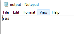 output - Notepad File Edit Format View Yes Help