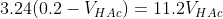 3.24(0.2-V_{HAc})=11.2V_{HAc}