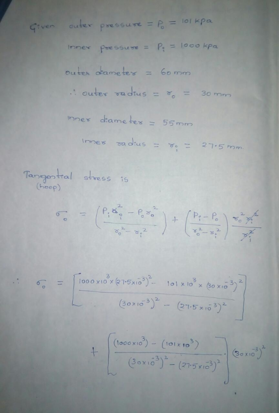 seven outer pressure: 101 kpa inner Pressuw: P ven ƠU ter mnes drame tes 55 m an entra hoop) ss is 2. 2. 2. 21.5 x 1o -312