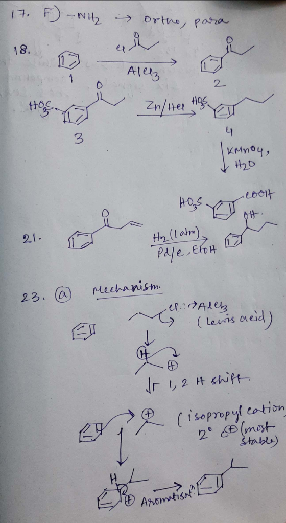 17. F) - WH2 – Ortho, para 18. Alllz On Allez HOST - I 2 Zn/Hel Hos 4 | Му°Ч, JH₂O 오에 Hogs up - OH. 21. Hz (latom) Pale, Etoh