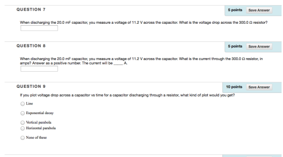 When discharging the 20.0 mF capacitor, you measur