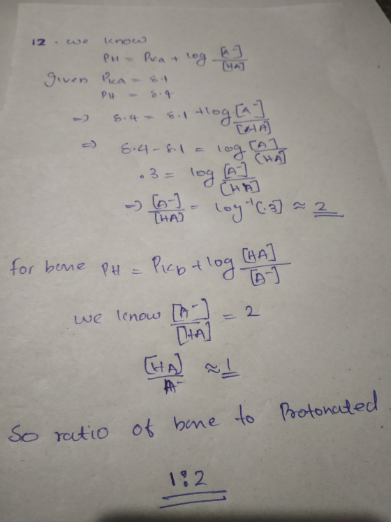 12 we know PH - Prat log 4 (44) given Pica - 8.1 PH - sig - - 8.4 siltlog [a] 8.4-sol = log CA A [HA - - Loy (3] ~ 2 IHA for