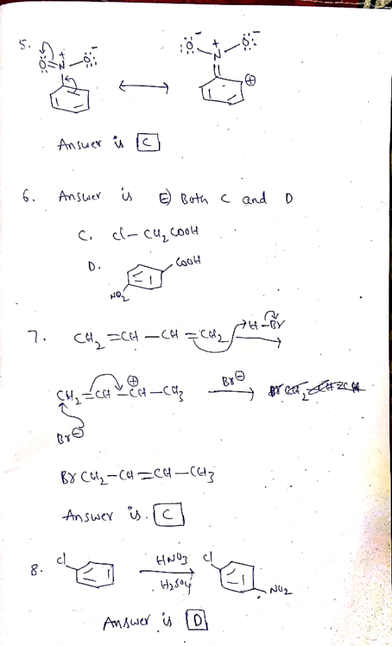 - Answer is 6. D Answer is E) Both c and c. cl-ca, cook CoolH 7. CH₂=CH-CH=CH2 per say-concert-case fo@are setzeste BY Cay -C