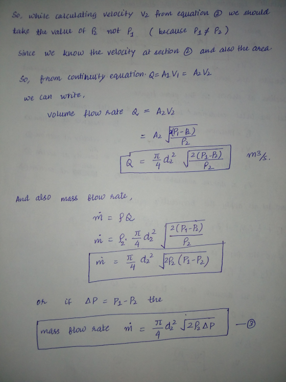 V2 from equation © we should So, while calculating velocity take the value of ß not Pj (because P17 P2) Since we know the vel