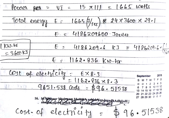 toe UT = 15 x 11し 1665 0aHz Total enes\ Eme _ .lb659-.)K24X360DX 29.L- 4184209-1 k4 3600は Cost-of electilcite--:- EX 8-3 Sept