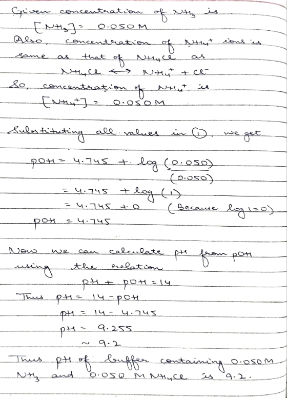 Given concentration of the is EN]= _0.050M Also concentration of what ions is same as that of Nhace as Nrice - Nhut ce So, co