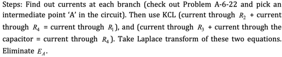 Steps: Find out currents at each branch (check out Problem A-6-22 and pick an intermediate point ‘A’ in the circuit). Then us