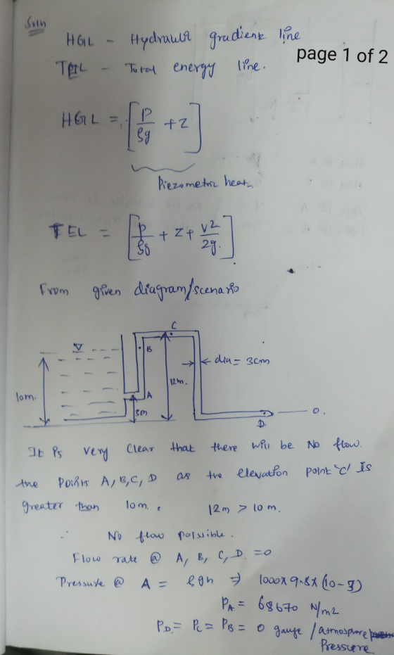 HGL - Hydraulir Gradient TTL - Total energy line, line page 1 of 2 fZ Prezometric heat FELB+z*] From given diagram/scenario k