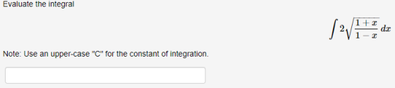 Evaluate the integral 1+2 2017 de Note: Use an upper-case C for the constant of integration.