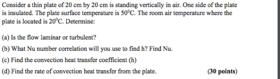 Consider a thin plate of 20 cm by 20 cm is standing vertically in air. One side of the plate is insulated. The plate surface