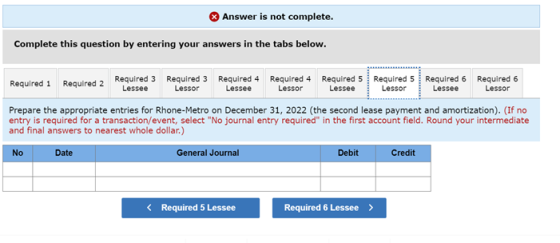 Answer is not complete. Complete this question by entering your answers in the tabs below. Required 1 Required 2 Required 3 R