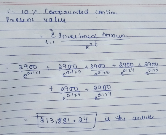 LO A C sopaundadcentin Present value &4ouertraent Amaun ১৭ ০০ +d9o0 0.1K5 + ১৭০০ + २१०० O.x6 13,881a4 is the antlue