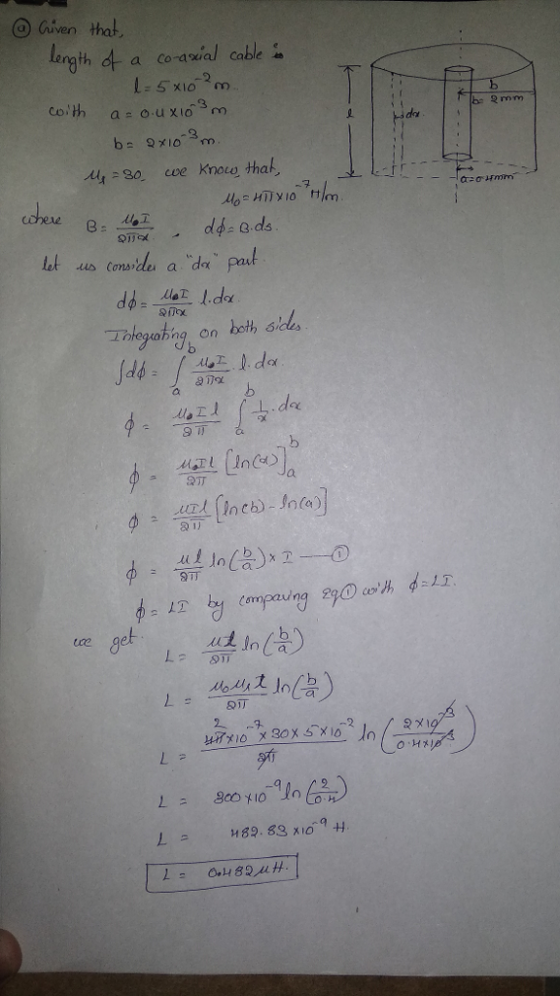 Given thal, lngth a cotial cable i b: 2 mm dat u30 eve Knote that, nvlo us Con du a d na on QT ue get