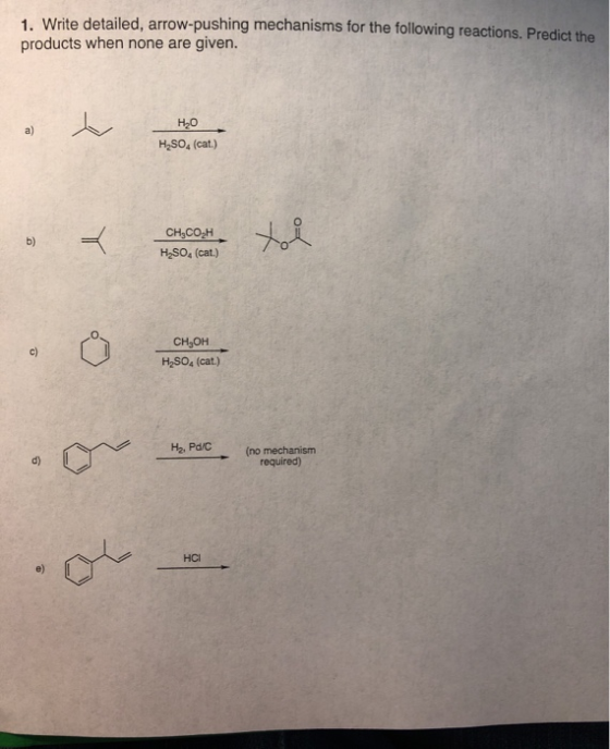 1, Write detailed, arrow-pushing mechanisms for the following reactions. Predict the products when none are given. Н-о a) H2S