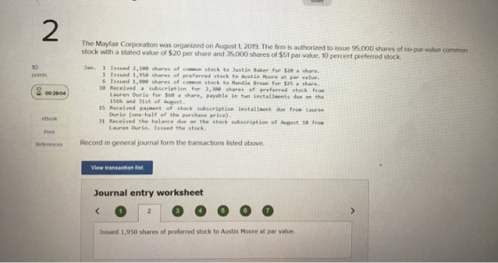 The Mayfair Corporation was organized on August 1, 2019. The firm is authorized to issue 95.000 shares of no-par-value common
