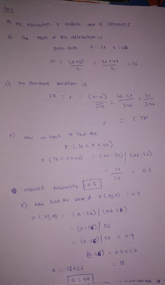 An S The distyibhnoniom ondc Cont nwous The Mecn o the astibuhons gven data 26 b246 The tandavd devtahon S 2 26 3u6 344 12- Now we hoveind the (30 〈 x < 40 o S 20 (o-6) 20 々Ca-26) | 20-0.9 18+2.6