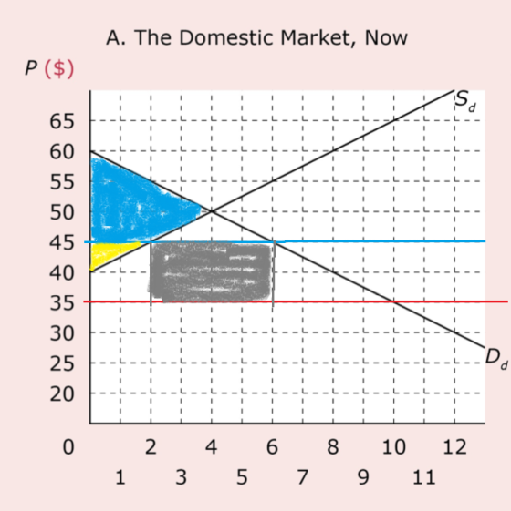 A. The Domestic Market, Now P ($) 65 -L - -L - - 6 . 55 50 45 40 35 30 25 0 2 4 6 8 10 12 11 1 3 5 7 9