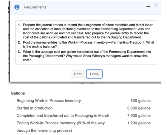 Requirements 1. Prepare the journal entries to record the assignment of direct materials and direct labor and the allocation