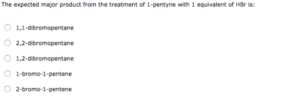 The expected major product from the treatment of 1