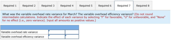 Required 1 Required 3 Required 4 Required 5 Required 6 Required 7 Required 8 Required 2 What was the variable overhead rate v