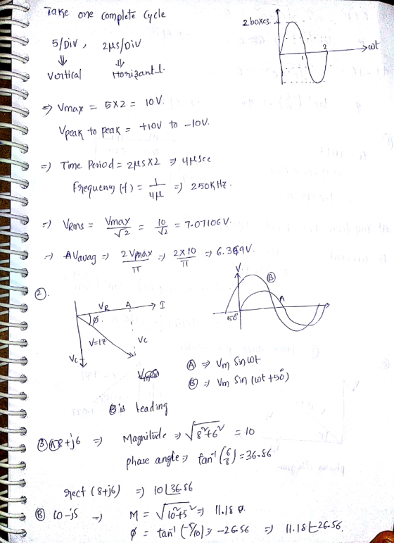 Complete (ycle 2 boxes. Vot toni3an Peak to PeaK- tio to -lov jeçuenu Vu Si leading phase angle ta๙ (f):AK an t