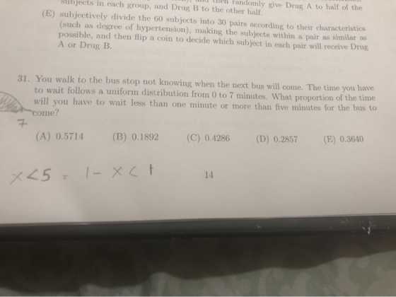 ndomly give Drug A to half of the libjects in each group, and Drug B to the other half. (E) subjectively divide the 60 subjec
