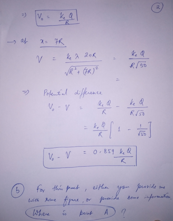 - at vo keq! x= 7h va ke A 2016 V = ke A QOR - ke a R$50 VR²+ (GR)2 » Potential difference Nov ked - ked che e la V - V 0,859