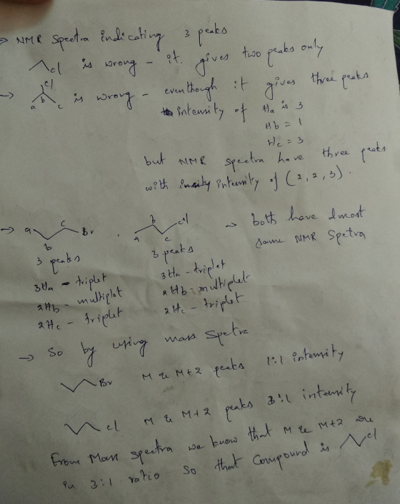 NMR rebs to pako only 3 -> threi ats even intei ty t , 1 = AH We= 3 but NMe sreatn heve thre uts wthfnaly ntuonty C,) both ho