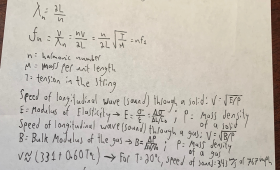 als In a Xn hv n. Ianfi AL 2LVM n halmonic number M = mass per unit length 7= tension in the string speed of longitudinal wav