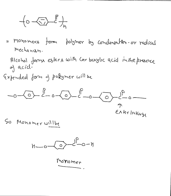 to @ito 3 monomers form polymer by condensation or radical mechanism. Alcohol formx esters with car boxylic acid in the prese