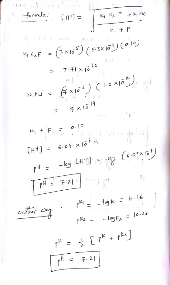 -formula : CH ki + F x lo S.3X lo 19 pH--log LHtJP:/+9 (c.oTAッ an K2 =子.21