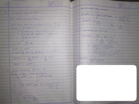 eage No Page Na M = mar( (x,.xz..-Kn) cumulative density fanchon of T. Ms nt 2 Vania nce Paobability den Cht2) (n+i first order-10 mo n + 1