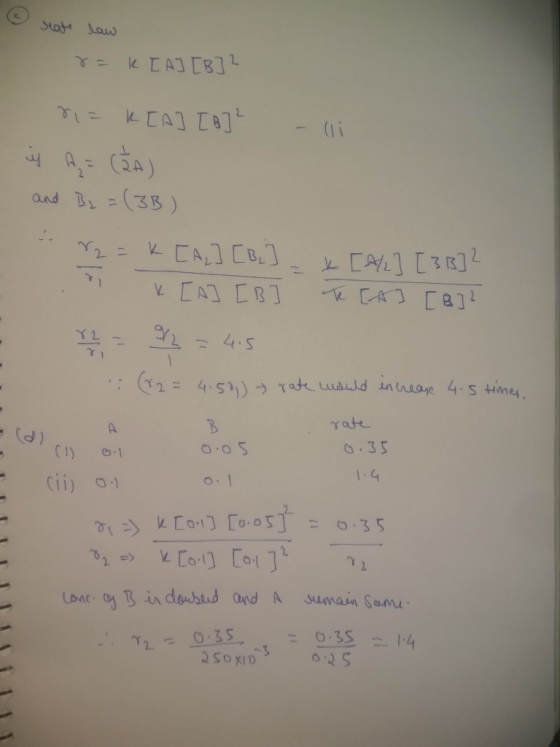rate law r= k[A] [B]? ri= K[A] [B]² - (li - A) and B2 = (3B) - r2 = K [AL] [B2] – x [A/2] [313] 2 K [A] [B ] To [A] [B]?. 12