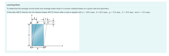 Learning Goal: To determine the average normal strain and average shear strain in a known material based on a given load and