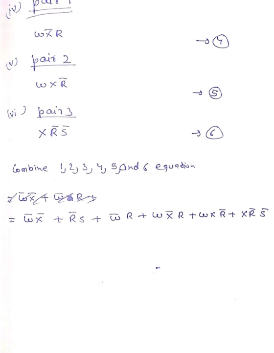 WAR P (N) pair 2 wX P (vi) pairs x R P Combine 2, 3, 4, 5 and 6 equation floxA ORA z už tŔs t u R + w XR + W X Řt XRŠ