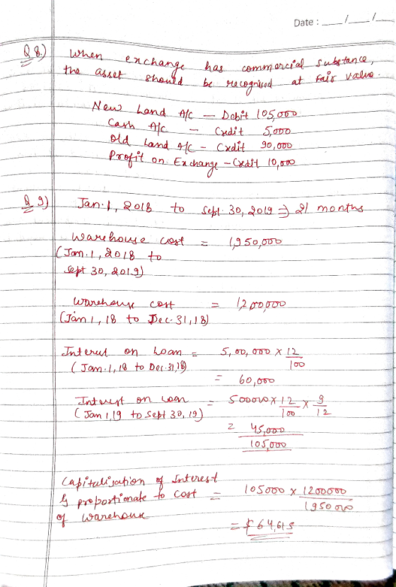 Date : I l When enchange the asset should has commercial subetance, be recognised at fair value has be recognise -New Land Al