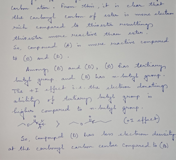 om Da Carbon atom. From this, it is clear that the carbough carbon of ester is more electron rich compared to this estos resu
