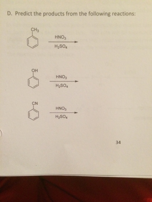 Image for D. Predict the products from the following reactions: