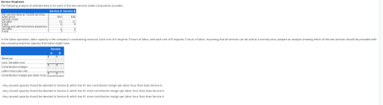 Service Emphasis The following analysis of selected data is for each of the two services Gates Corporation provides. Service