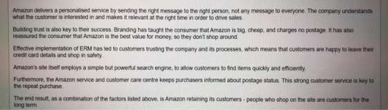 Amazon delivers a personalised service by sending the right message to the right person, not any message to everyone. The com