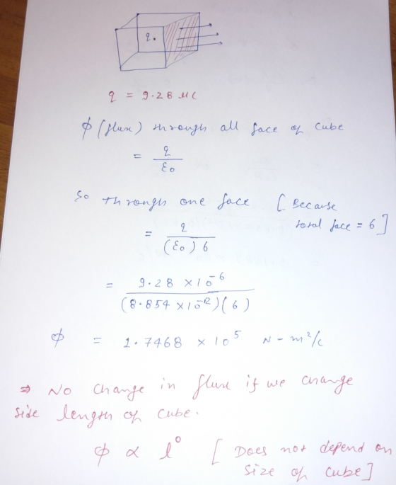 2. So ane face Because = 9.28x106 8.854 x16 Cube Dees mo defend