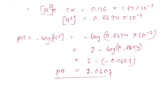 O.46 .8110 2 O.G94 X LO pH =-logf] 2 - lo264) -0.0601) 2.0601 2