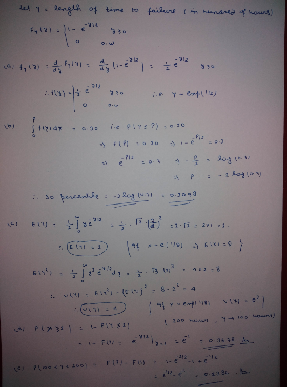 bet y length of time to failure in hendred of hours) Fylyl = - 412 e O -112 la fyly ay F419) any line) - -412 :.11) yoo Y~enp