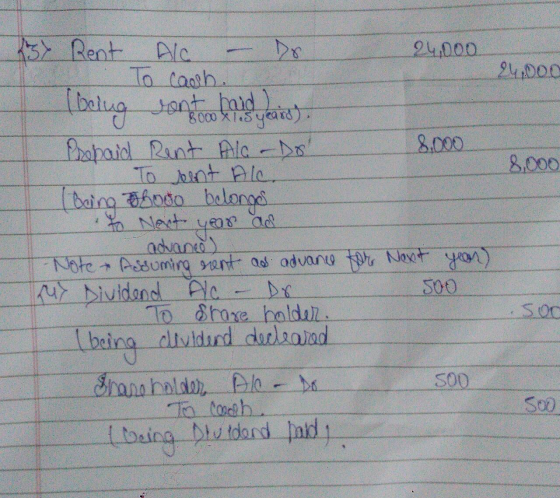 ao As Rent Alc Do 24,000 To cash. 24,000 ( blug rent haid 8000 X 1.5 years) Prepaid Rent Alb-Do! 8.000 To sent Alc. 8,000 (Bo