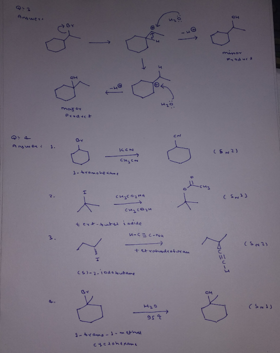 Q:3 Answers minor product major Product Angwex: 1. KON (S.2) си, с I bromshekame cug CH₂Cogna (SraJ CH₂ con text-buth iodide