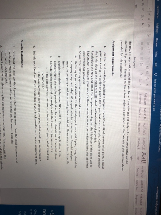 Word (Unlicensed Product) References Mailings Review View Help ramirogarcia2365@gmail.com Tell me what you want to do A L A À