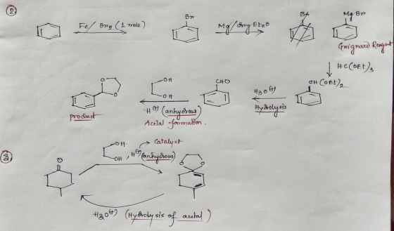 Mo Br O Fel Brno (1 mole) of Boy Rt. Grignard Reagent J He Coet), ен Cost), LOH CD CH0 H30G TV - Hydolysis product -OH FT H