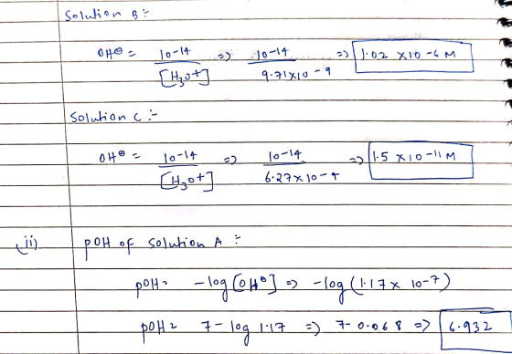 Solwh०n g : OHO |०-1+ ]0-1৭ -)U: 62 x10 -६ M ৭:१\x।0 - Soluhion |०-1+ |०-1৭ 2 5 io-M 6२१x]०-१ 0H ०f olhi% A : १०1 = fमग्रन= (