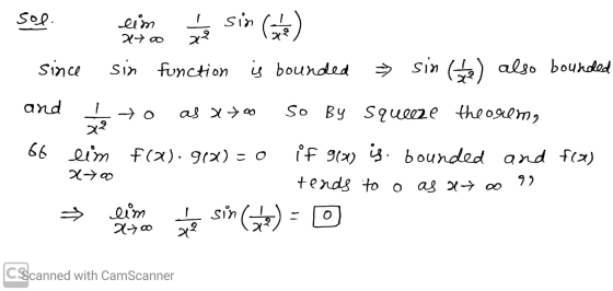 sol. eim 1 sin 2+ xer since sin function is bounded » sin ( 1 / 2 ) also bounded - and ►o а хуш So By Squeeze theorum, x2 66