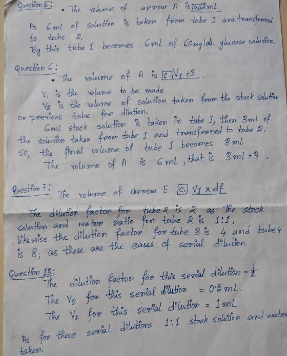 As 6m of solu tion takem from tabe 1 and transfermed to tube ansferrel By tis tube becomes Gm of Gomj lol gh.cose solution ml